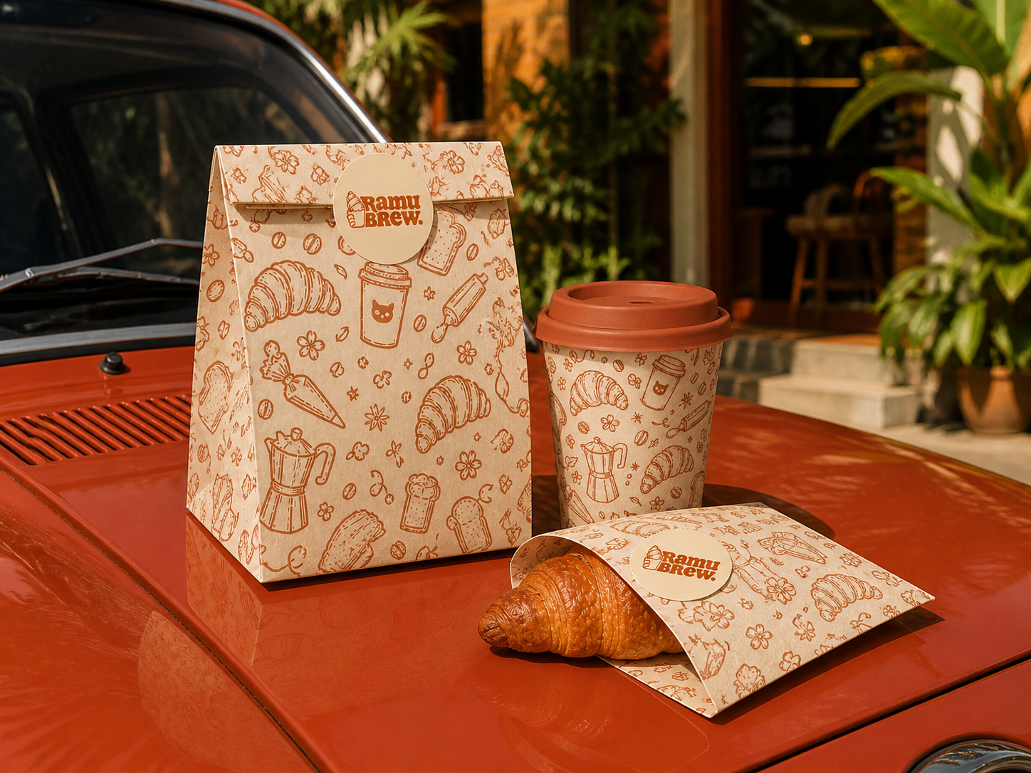 Kopi dan pastry Ramu Brew siap dibawa pergi