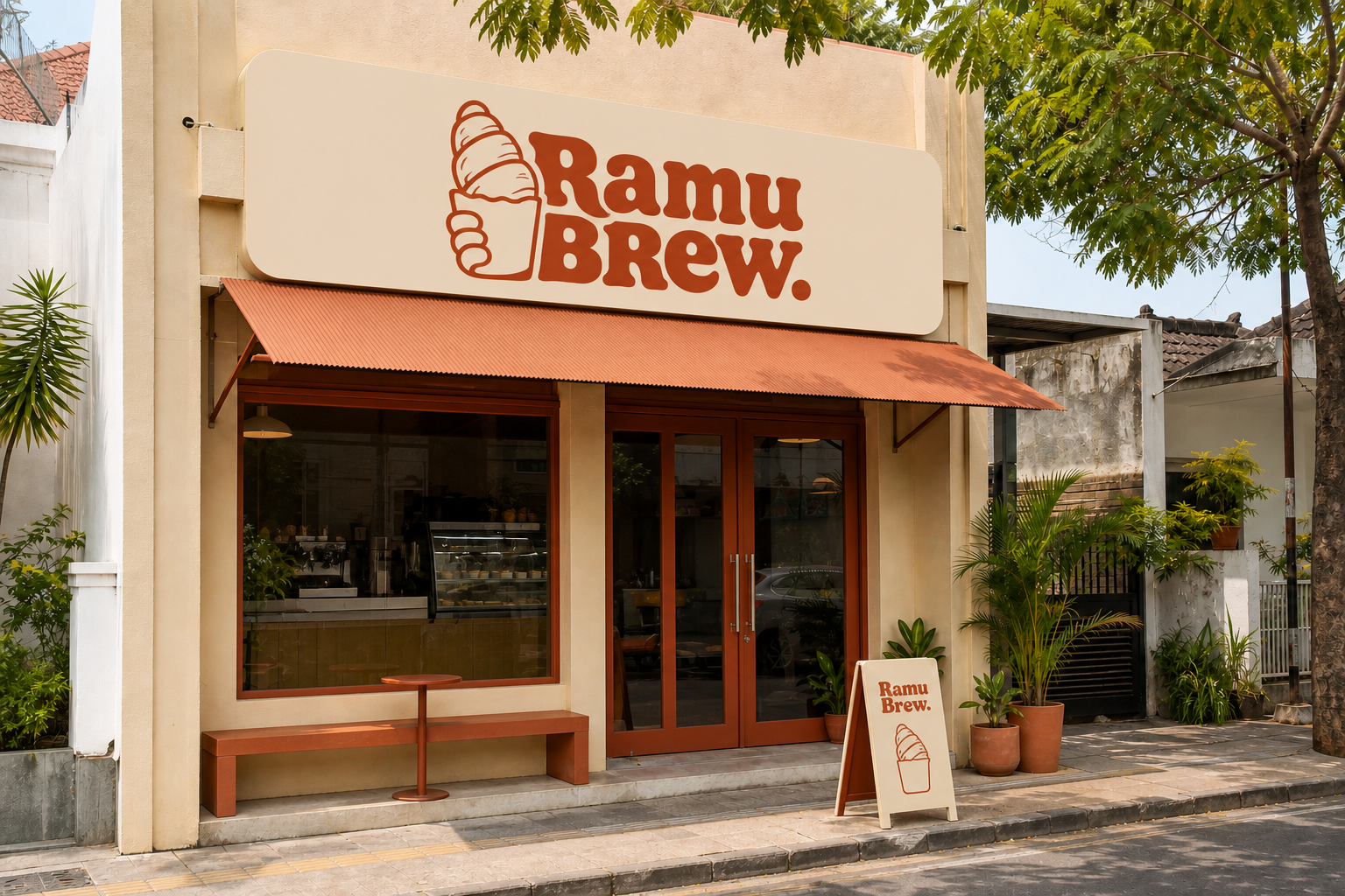 Tampak depan Ramu Brew Catur Warga